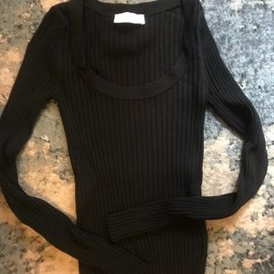 EVERLANE black ribbed U-neck top sweater size S